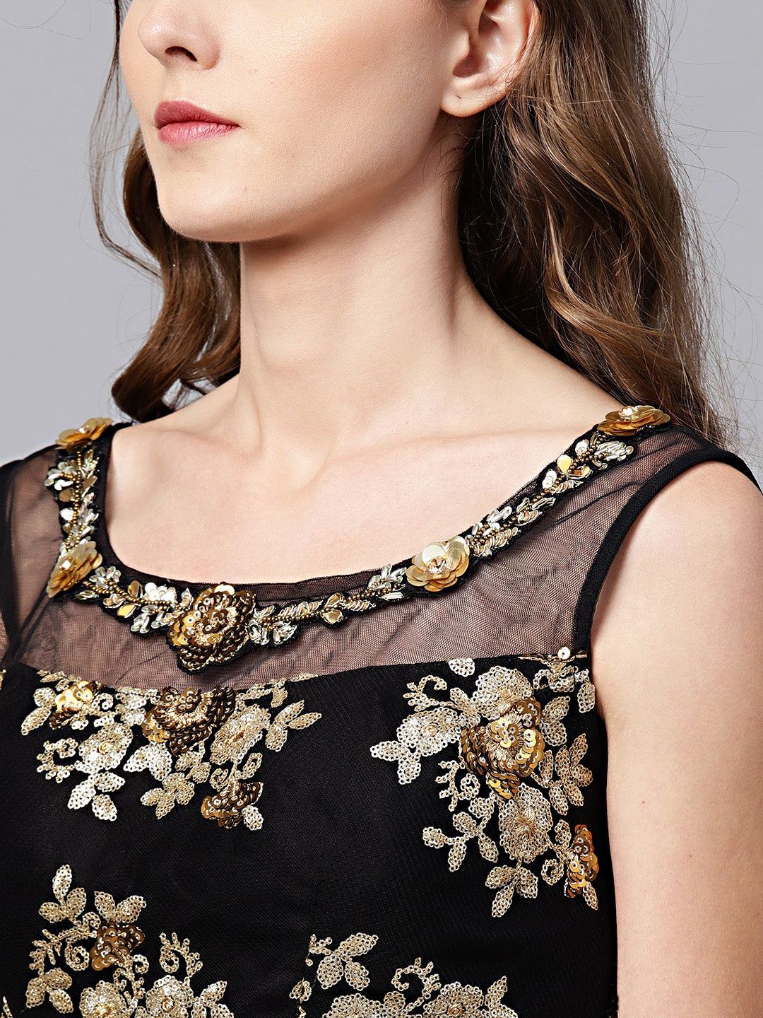 Charming Black Colored Part Wear Designer Sequins Embroidered Lehenga choli ClothsVilla