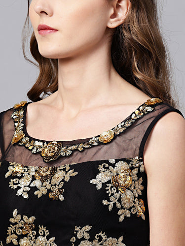 Charming Black Colored Part Wear Designer Sequins Embroidered Lehenga choli ClothsVilla