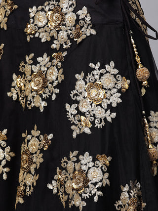 Charming Black Colored Part Wear Designer Sequins Embroidered Lehenga choli ClothsVilla