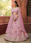 Baby Pink Organza Stone Work A-Line Wedding Lehenga Clothsvilla