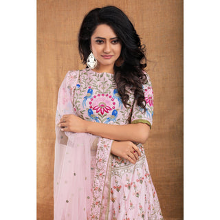 Baby-Pink Party Wear Sequins Embroidered Silk Lehenga Choli Clothsvilla