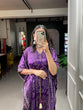 Load image into Gallery viewer, Wine Color Bandhej Print With Gotta Patti Lace Border Gaji Silk Kaftan ClothsVilla.com