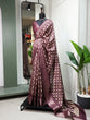 Load image into Gallery viewer, Wine Color Printed With Zari Border Dola Silk Saree Clothsvilla
