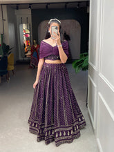 Load image into Gallery viewer, Wine Color Sequins and Embroidery Thread Work Georgette Co-Ord Set Lehenga Choli ClothsVilla.com