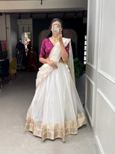 Load image into Gallery viewer, White Color Zari Weaving Work Organza Lehenga Choli ClothsVilla.com