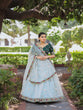 Load image into Gallery viewer, Sky Blue Color Thread Embroidery Work With Lace Border Organza Lehenga Choli ClothsVilla.com