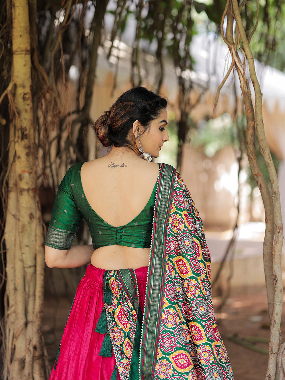 Pink Color Printed With Foil Work Dola Silk Lehenga Choli Clothsvilla