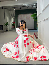 Load image into Gallery viewer, White Color Digital Printed Tabby Silk Gown Clothsvilla