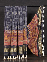 Load image into Gallery viewer, Black Color Digital Printed Pure Gaji Silk Dupatta With Tassels Clothsvilla