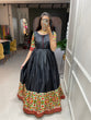 Load image into Gallery viewer, Black Color Foil Printed Dola Silk Gown Clothsvilla