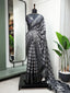 Black Color Printed With Zari Border Dola Silk Saree Clothsvilla