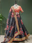 Black Color Floral Printed Organza Lehenga Choli Clothsvilla
