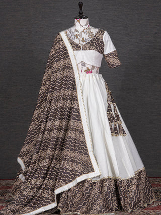 Black Color Foil And Printed Work Cotton Lehenga Choli Clothsvilla