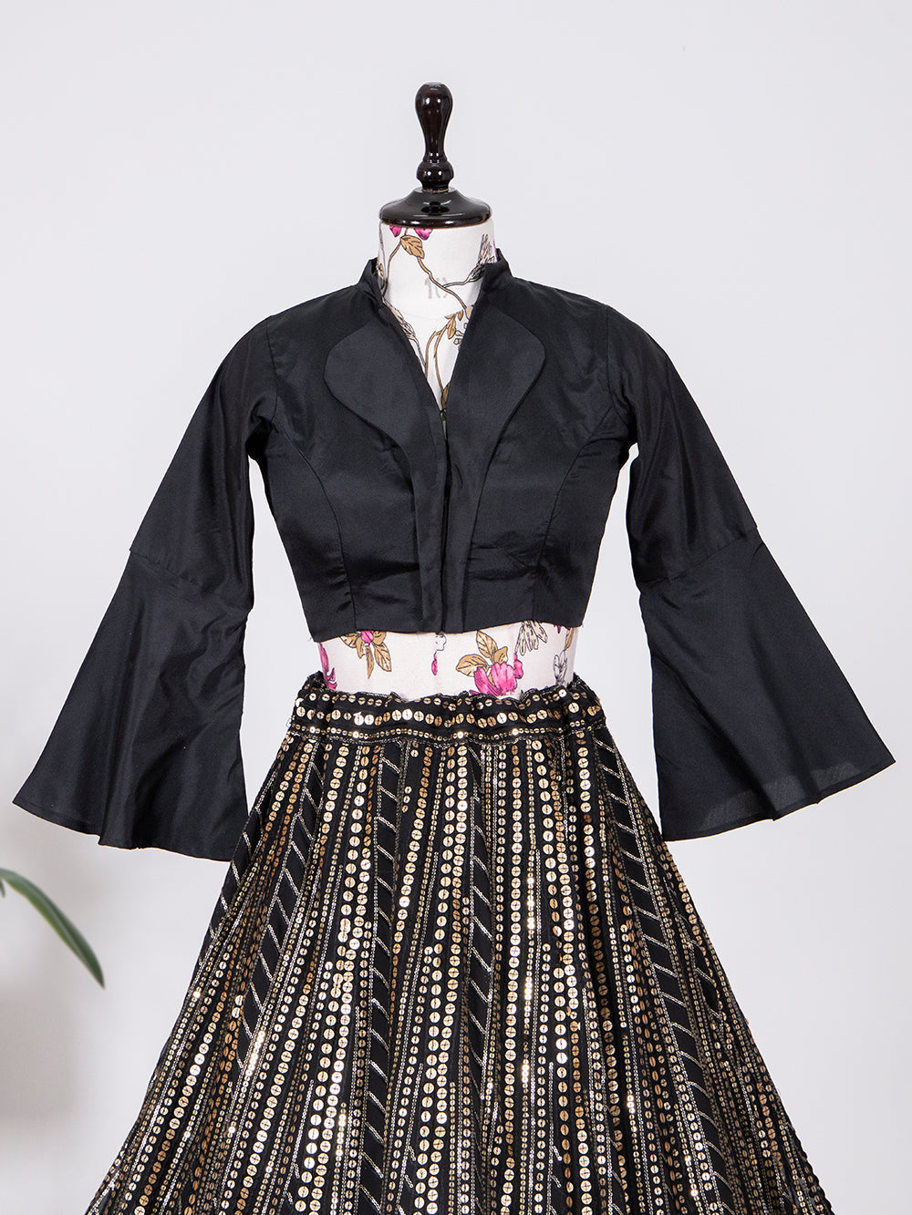 Black Color Sequins And Thread Embroidery Work Georgette Lehenga Choli Clothsvilla