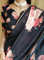 Black Color printed With Peral Lace Border Georgette Saree Clothsvilla