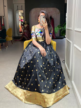 Load image into Gallery viewer, Black Color Weaving Zari Work Jacquard Silk Paithani Gown Clothsvilla