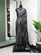 Load image into Gallery viewer, Black Color Printed With Zari Border Dola Silk Saree Clothsvilla