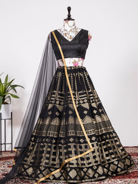 Black Color Sequins Embroidery Georgette Lehenga Clothsvilla Main image