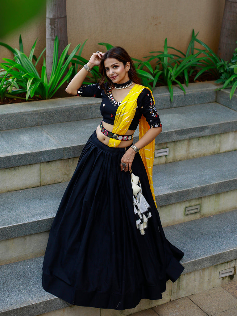 Black Color Plain Cotton Navaratri Chaniya Choli Clothsvilla