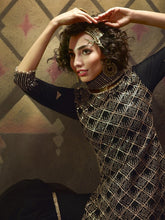 Load image into Gallery viewer, Black Net Embroidered Partywear Sharara Suit Clothsvilla