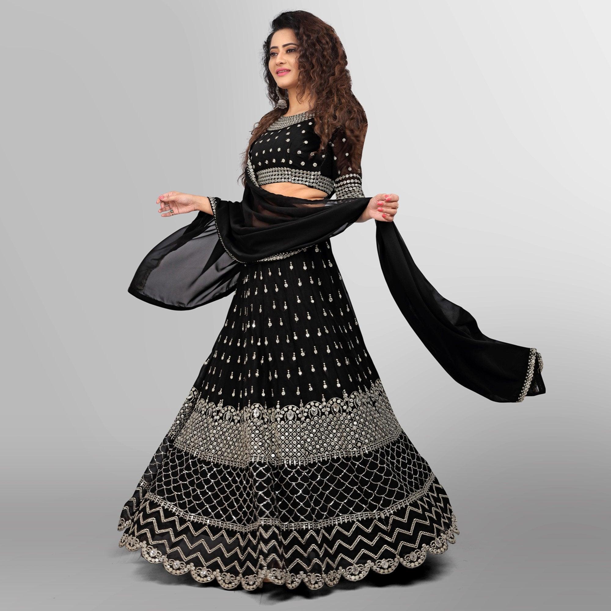 Black Party Wear Sequins Embroidered Georgette Lehenga Choli Clothsvilla Main image
