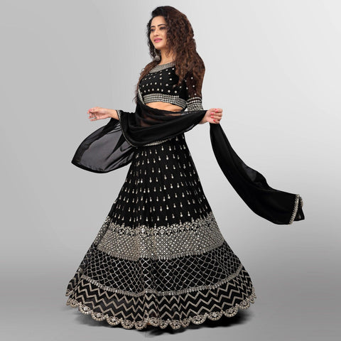Black Party Wear Sequins Embroidered Georgette Lehenga Choli Clothsvilla Main image