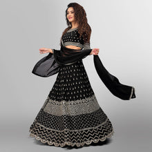 Load image into Gallery viewer, Black Party Wear Sequins Embroidered Georgette Lehenga Choli Clothsvilla