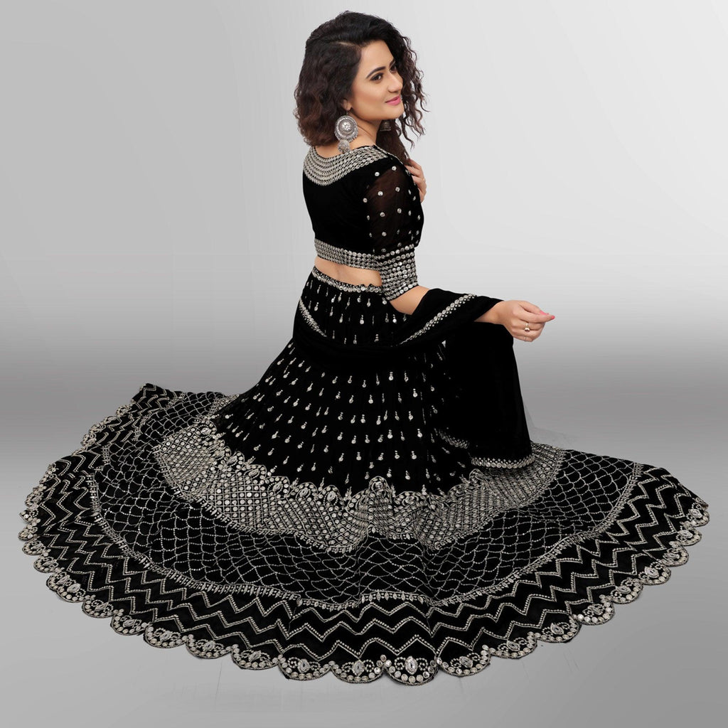 Black Party Wear Sequins Embroidered Georgette Lehenga Choli Clothsvilla