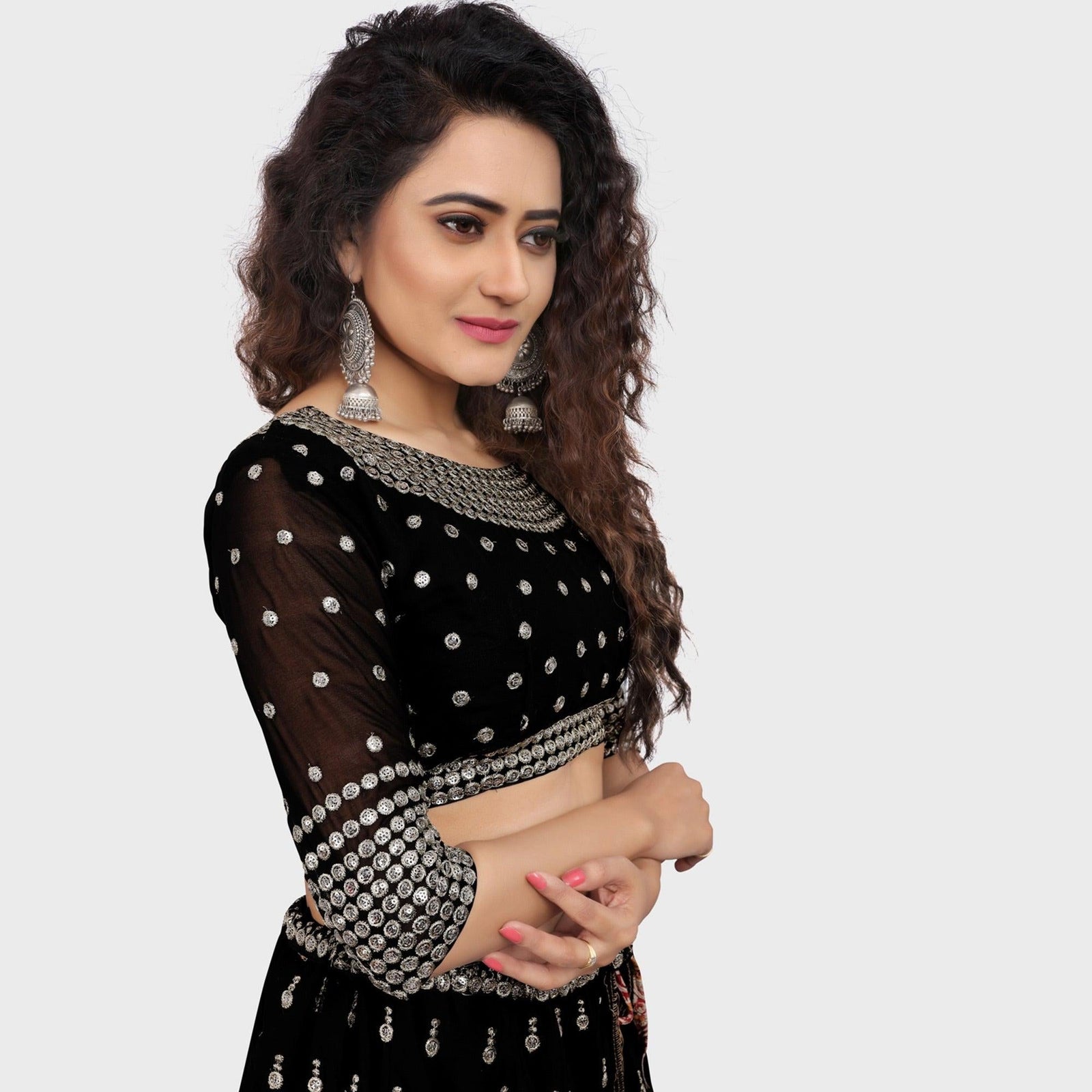 Black Party Wear Sequins Embroidered Georgette Lehenga Choli Clothsvilla