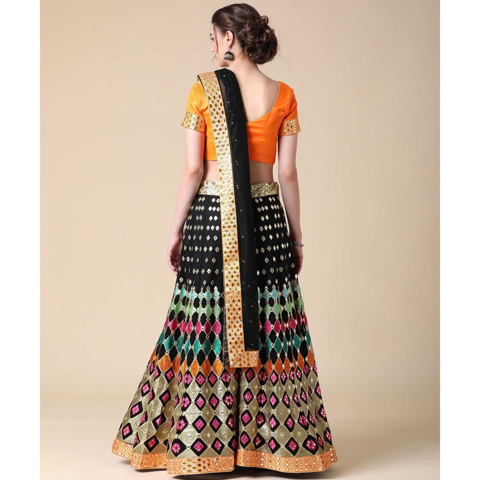 Black Partywear Embroidered & Mirror Work Heavy Soft Net Lehenga Clothsvilla