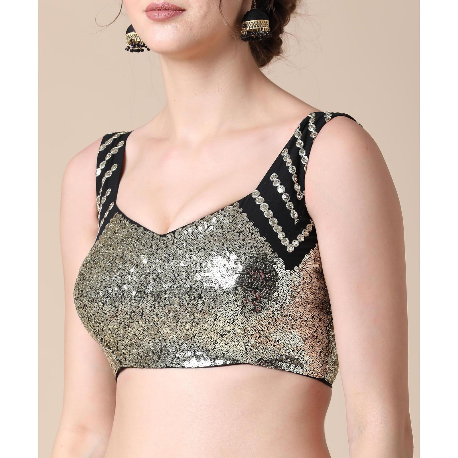 Black Partywear Sequins Embroidered Heavy Georgette Lehenga Clothsvilla