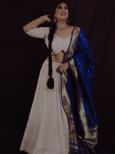 Load image into Gallery viewer, White Color Sequins And Thread Work Georgette Lehenga Choli Set Clothsvilla