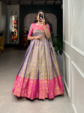 Load image into Gallery viewer, Blue Color Zari Weaving Work Kanjivaram Dress Clothsvilla