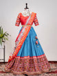 Load image into Gallery viewer, Blue Color Leheriya Patola Print Chinon Lehenga Choli Clothsvilla
