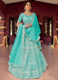 Lehenga Choli Resham Organza In Turquoise Clothsvilla
