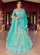 Load image into Gallery viewer, Lehenga Choli Resham Organza In Turquoise Clothsvilla