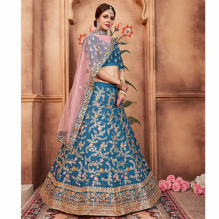 Blue Festive Wear Dori Thread Sequins Work Art Silk Lehenga Choli Clothsvilla