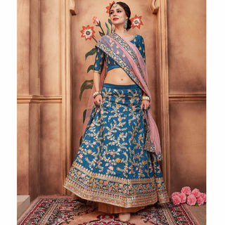 Blue Festive Wear Dori Thread Sequins Work Art Silk Lehenga Choli Clothsvilla