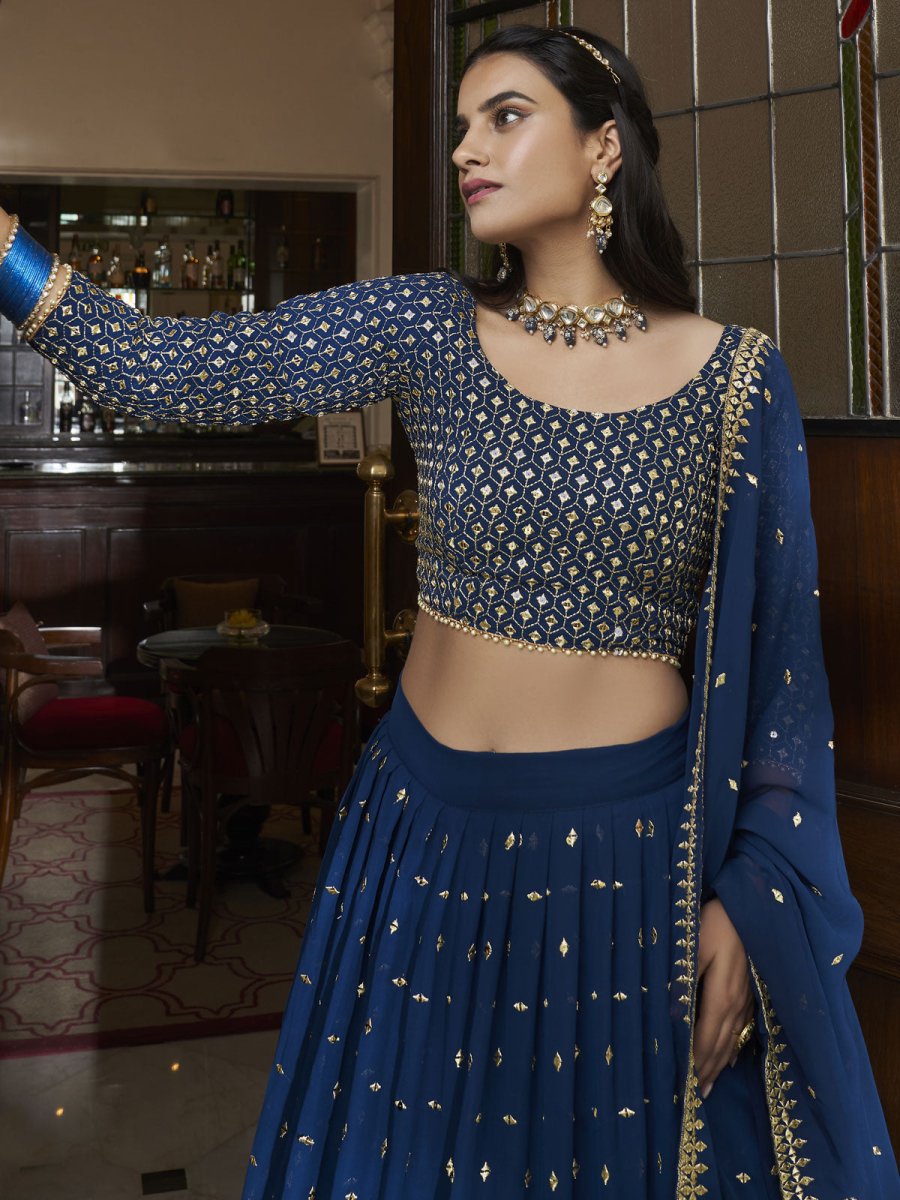 Blue Georgette Embroidered Lehenga Choli Clothsvilla