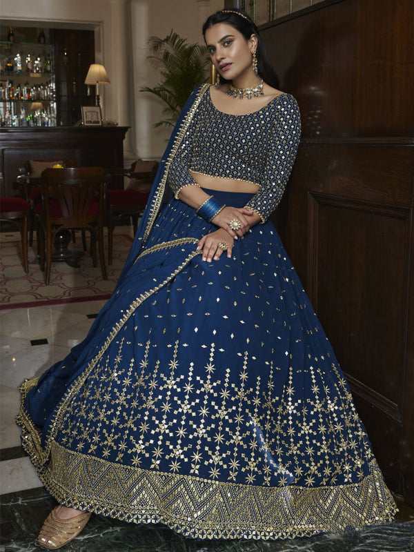 Blue Georgette Embroidered Lehenga Choli Clothsvilla