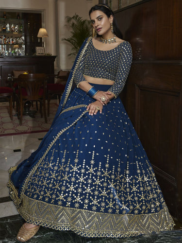 Blue Georgette Embroidered Lehenga Choli Clothsvilla