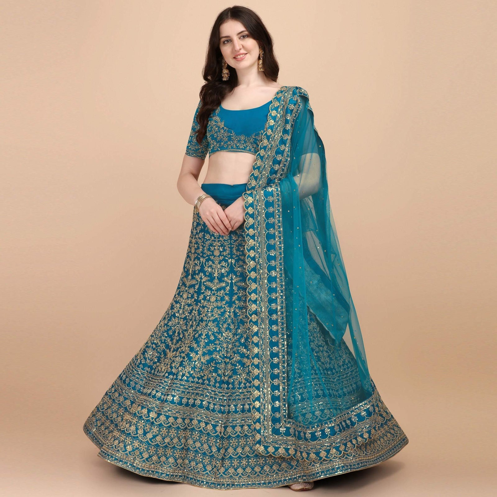 Blue Party Wear Sequins Embroidered Silk Lehenga Choli Clothsvilla
