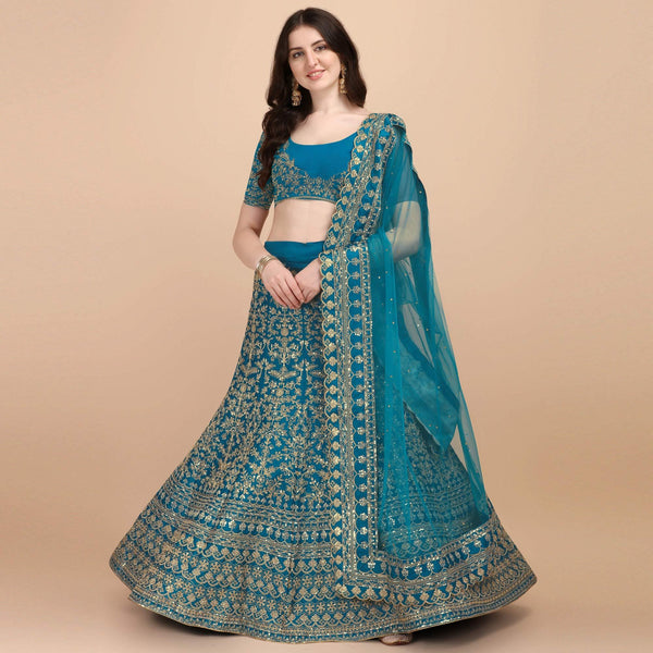 Blue Party Wear Sequins Embroidered Silk Lehenga Choli Clothsvilla