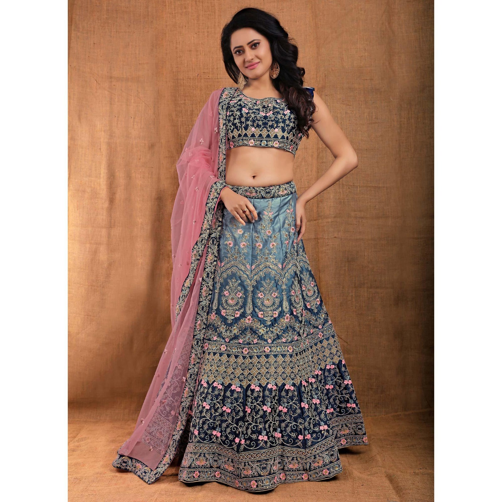 Blue Party Wear Sequins Embroidered Silk Lehenga Choli Clothsvilla
