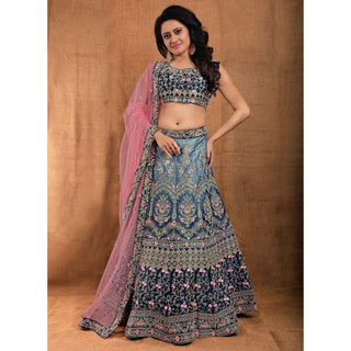 Blue Party Wear Sequins Embroidered Silk Lehenga Choli Clothsvilla