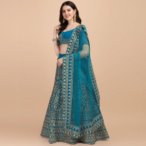 Blue Party Wear Sequins Embroidered Silk Lehenga Choli Clothsvilla