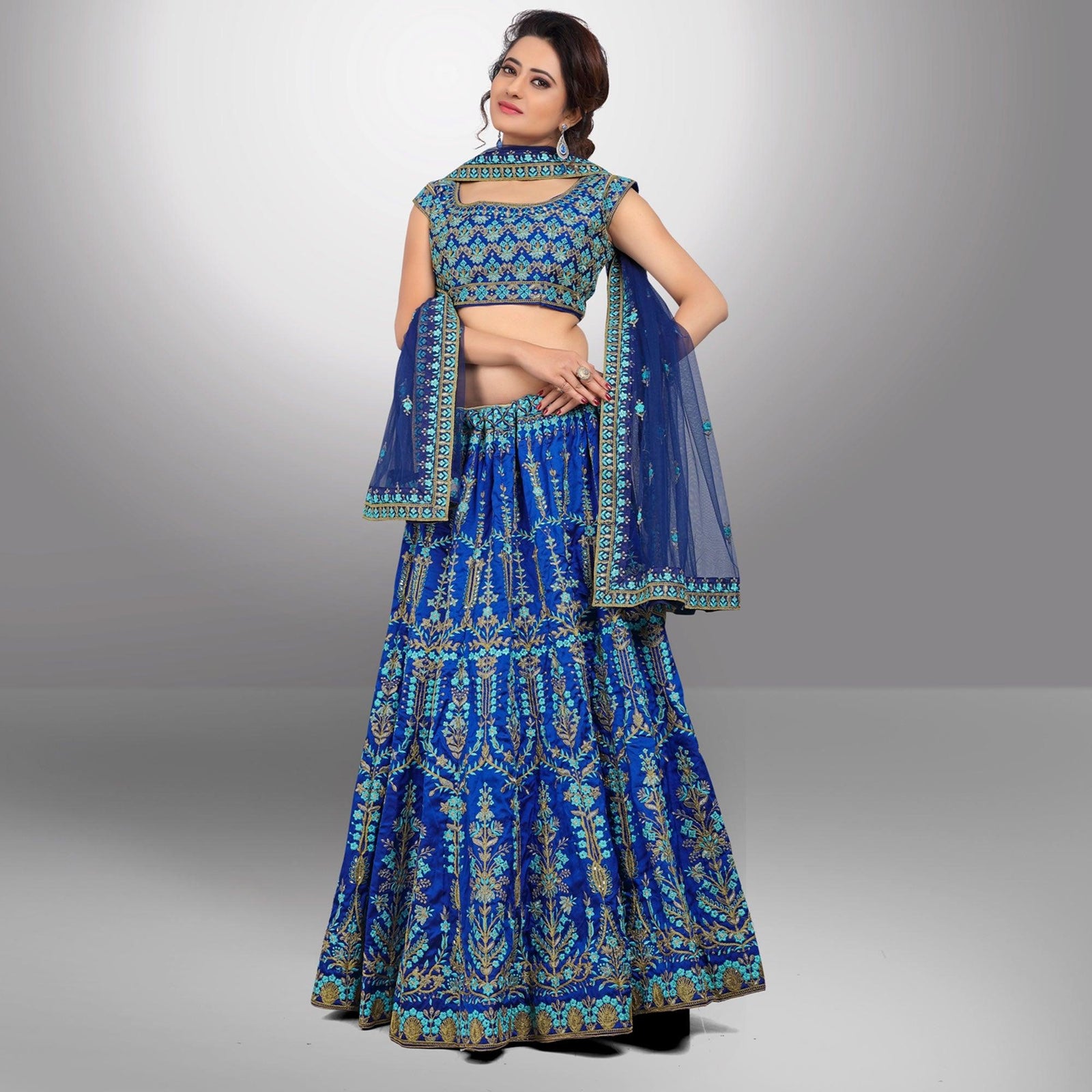 Blue Party Wear Sequins Embroidered Tapetta Lehenga Choli Clothsvilla