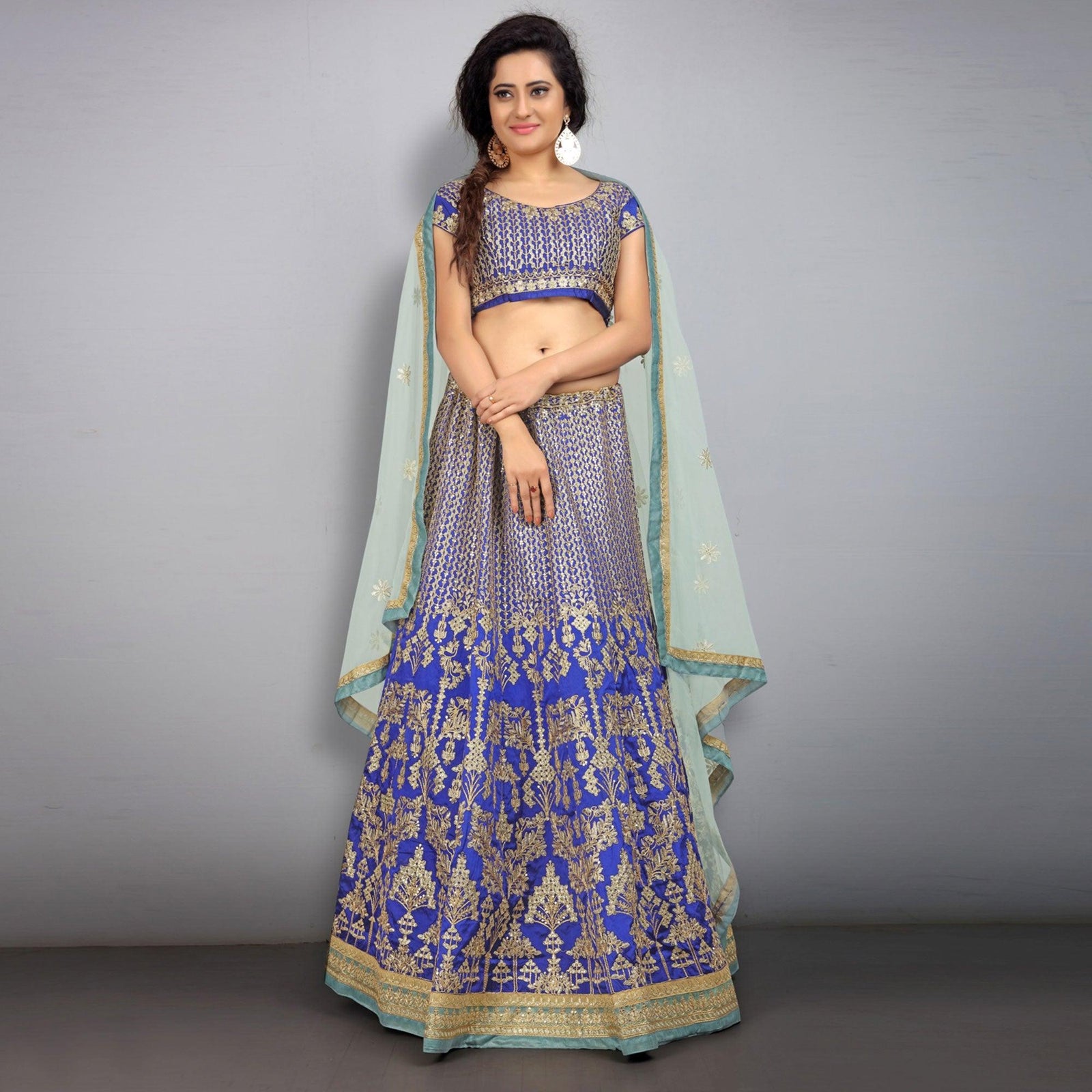 Blue Party Wear Sequins Embroidered Tapetta Lehenga Choli Clothsvilla