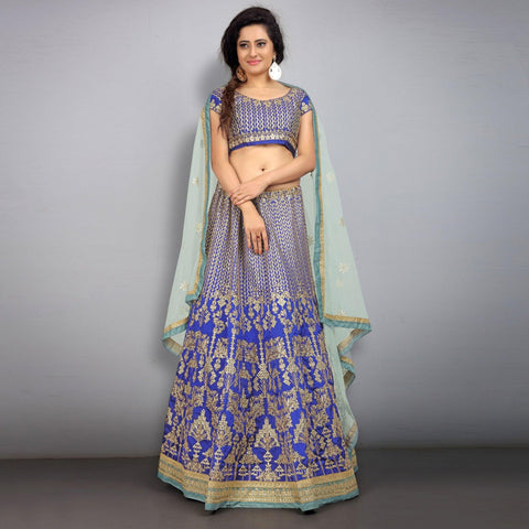 Blue Party Wear Sequins Embroidered Tapetta Lehenga Choli Clothsvilla Main image