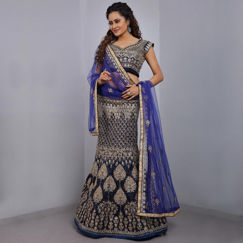 Blue Party Wear Sequins Embroidered Tapetta Lehenga Choli Clothsvilla Main image